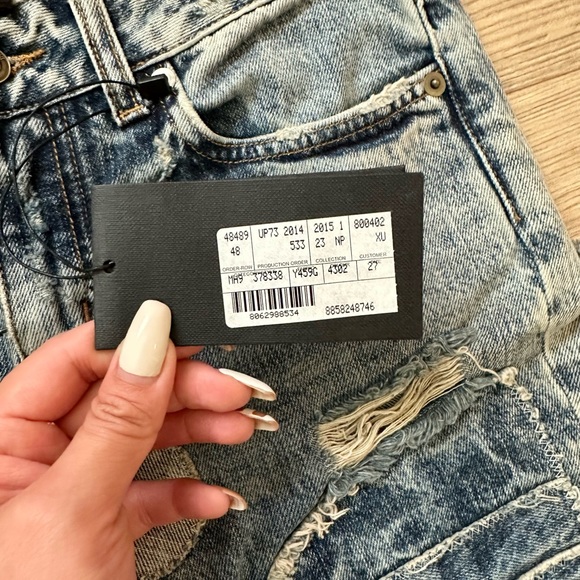 YSL Saint Laurent Paris Patch Design Skinny Jeans 27 New with Tag - Picture 7 of 9